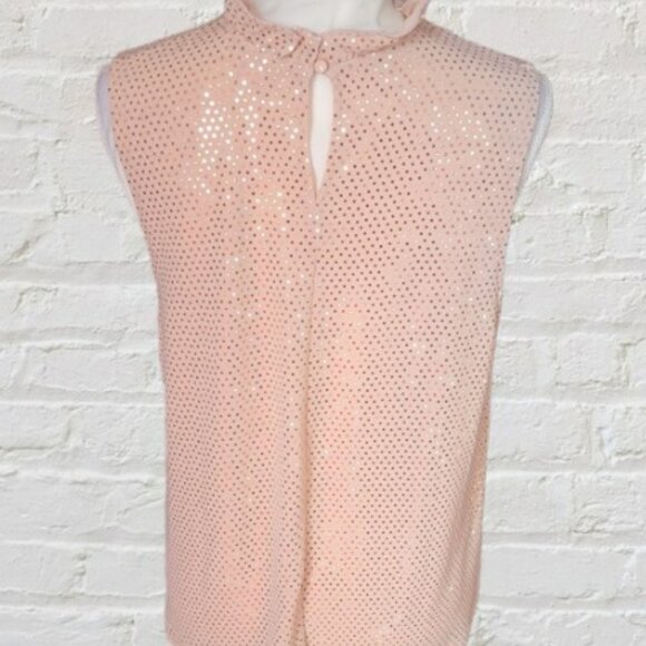 Nanette Lepore Sleeveless High Collar Sequined Pink Blouse in Size Large… - Picture 3 of 4